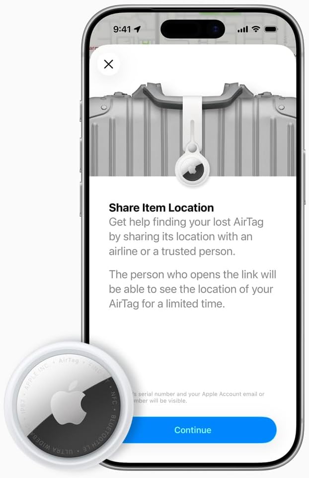 Apple AirTag (2nd Generation): Tracker for Keychain, Wallet, and More; Locator with Sound; Simple One-Tap Setup with iPhone or iPad; Key Finder with up to 1.5X Precision Finding Range