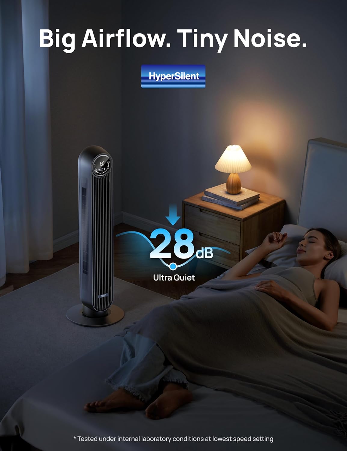 DREO Tower Fan for Bedroom, Smart Oscillating Quiet Floor Fans, Standing Bladeless Fan with Remote and WiFi Voice Control, 4 Modes, 4 Speeds, 8H Timer, 28dB, Works with Alexa/Google