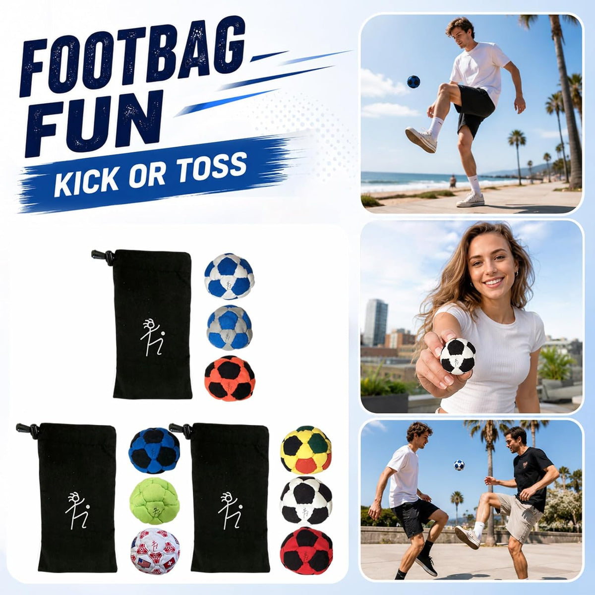 Hacky Footbag Soccer Balls Sack for Adults Plush Soft Safe Indoor & Outdoor Play Stuffed Kickball for Home & Garden