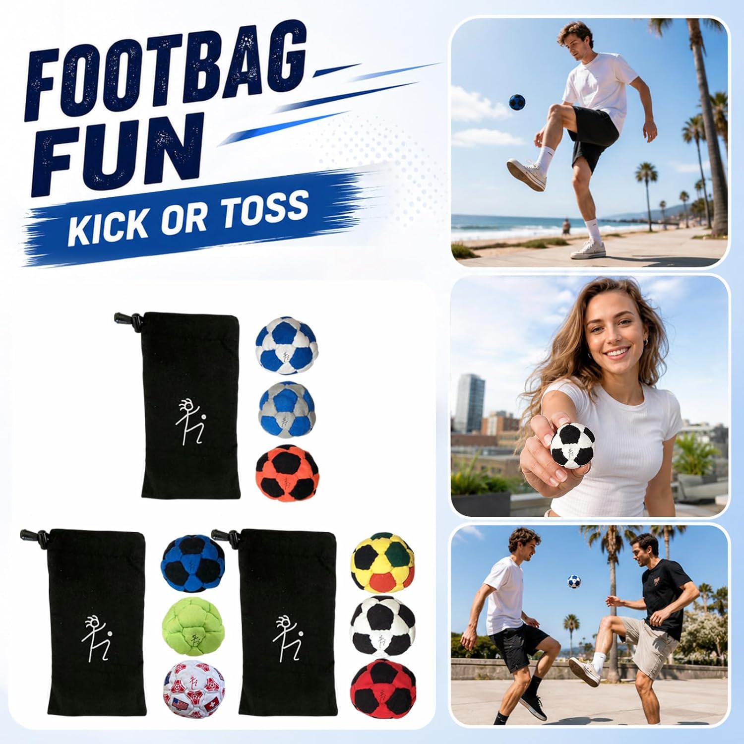 Hacky Footbag Soccer Balls Sack for Adults Plush Soft Safe Indoor & Outdoor Play Stuffed Kickball for Home & Garden
