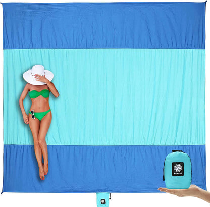 WEKAPO Beach Blanket Sandproof Waterproof, Extra Large Beach Mat, Oversized & Compact Sand Free, Quick Drying Beach Essentials for Vacation, Cruise, Picnic & Camping with Stakes