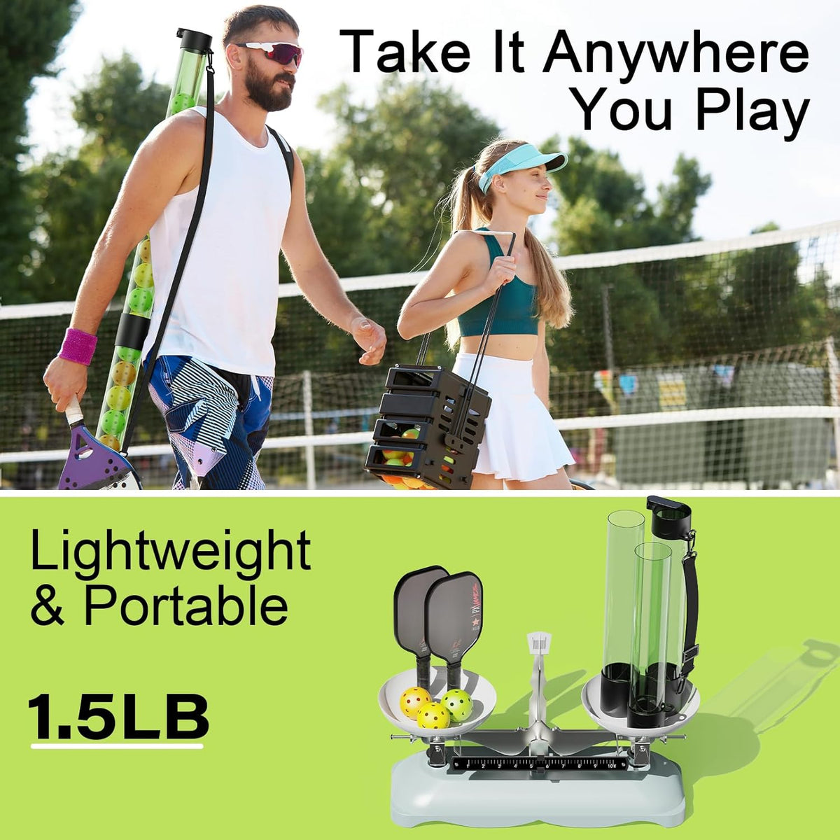 17 Balls Pickleball Ball Retriever & Ball Holder Storage with Strap, Back Saver for Pickleball Accessories, Quick for Pickleball Tube Ball Pickup