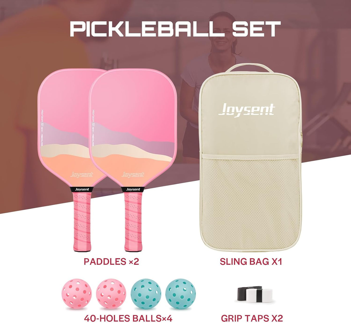 Pickleball Paddles Set of 2, Lightweight Pickleball Racket for Beginner, Fiberglass Surface Pickleball Set with Non-Slip Comfort Grip