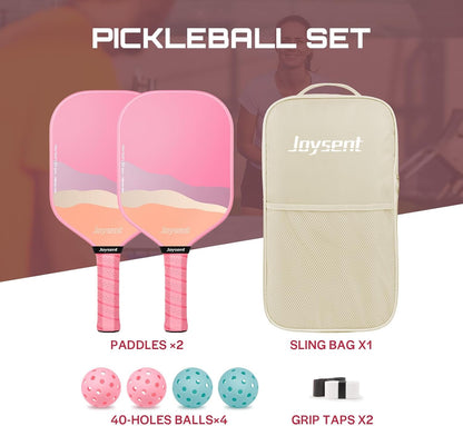Pickleball Paddles Set of 2, Lightweight Pickleball Racket for Beginner, Fiberglass Surface Pickleball Set with Non-Slip Comfort Grip