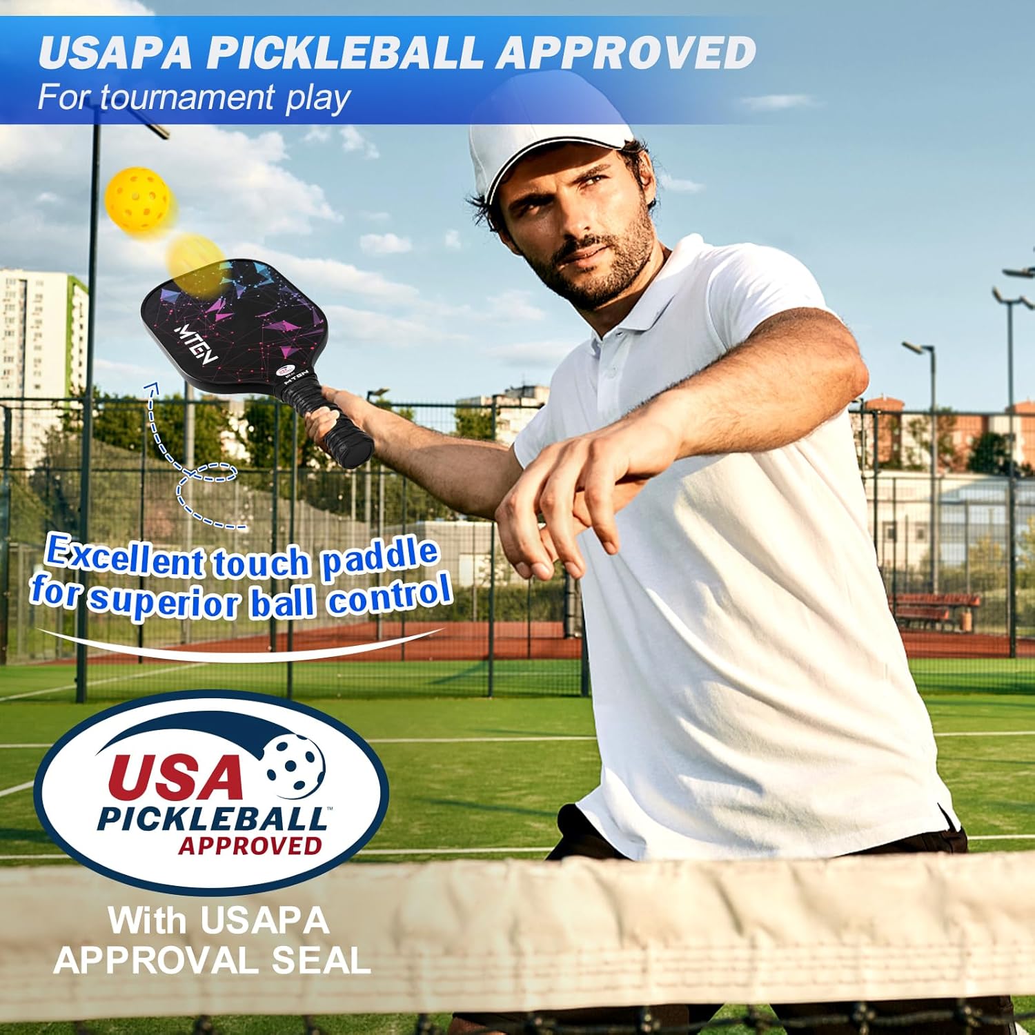 Pickleball Paddles Set of 2 or 4, or Single Paddle – USAPA Approved Fiberglass Surface Pickleball Rackets Set for Men & Women