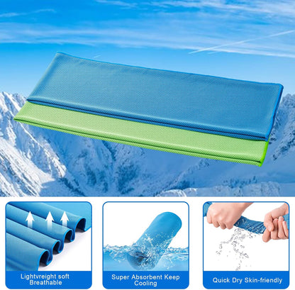 CADONO 4 Pack Cooling Towel (40"x12"), Soft Breathable Chilly Towel, Ice Towel, Microfiber Towel for Yoga, Sport, Running, Workout,Gym, Camping, Fitness, Workout & More Activities(Multicolor)