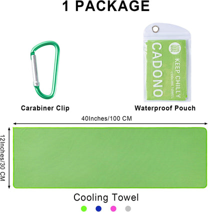 CADONO 4 Pack Cooling Towel (40"x12"), Soft Breathable Chilly Towel, Ice Towel, Microfiber Towel for Yoga, Sport, Running, Workout,Gym, Camping, Fitness, Workout & More Activities(Multicolor)