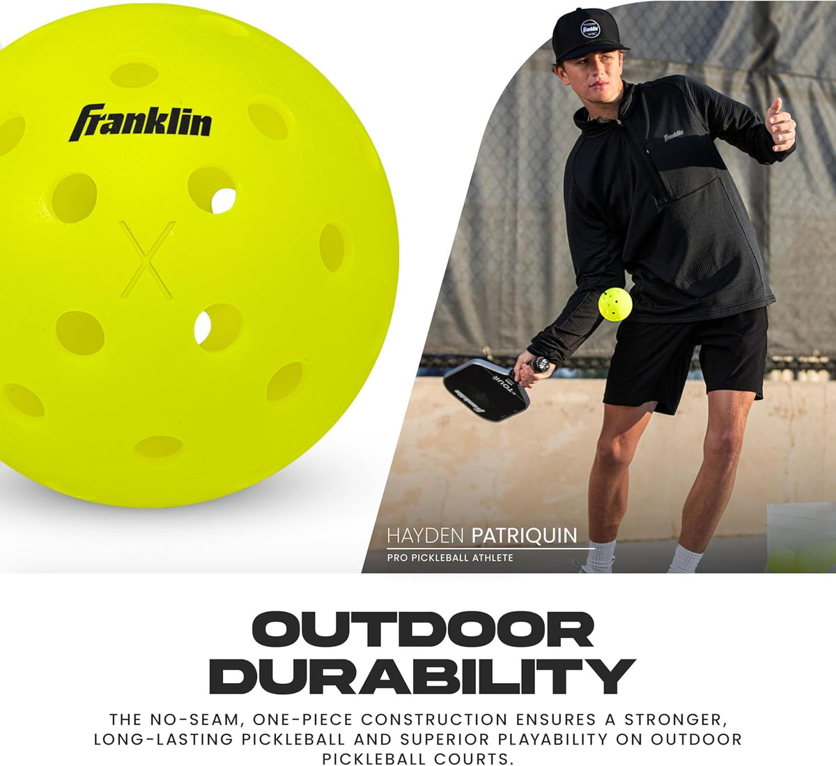 Franklin Sports X-40 Outdoor Pickleballs - Official Ball of USA Pickleball, APP Tour + US Open - Regulation Size