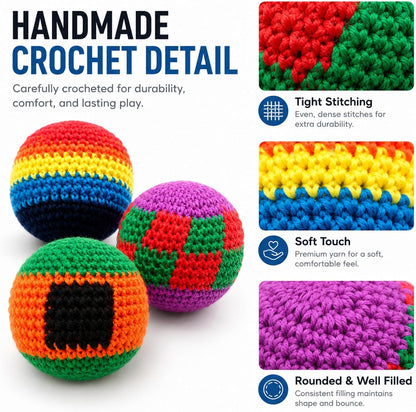 Footbag - 2 Panel Sand Filled Foot Bag, Soft Suede Kicking Bag for Adults, Freestyle Kick Ball for Practice, Outdoor Games, Party Activities