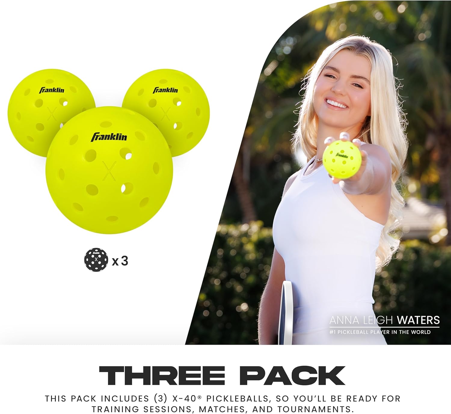 Franklin Sports X-40 Outdoor Pickleballs - Official Ball of USA Pickleball, APP Tour + US Open - Regulation Size