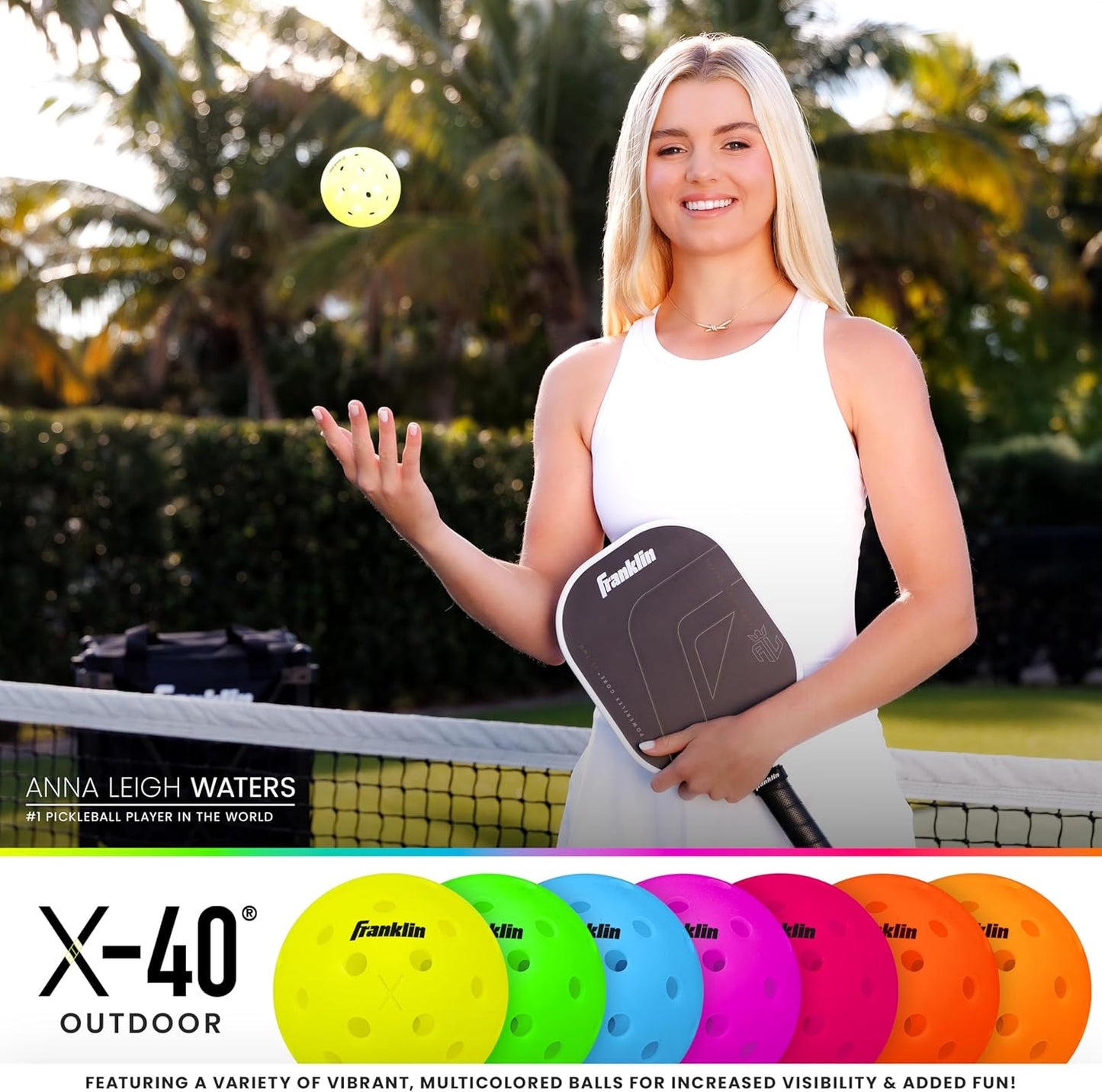 Franklin Sports X-40 Outdoor Pickleballs - Official Ball of USA Pickleball, APP Tour + US Open - Regulation Size