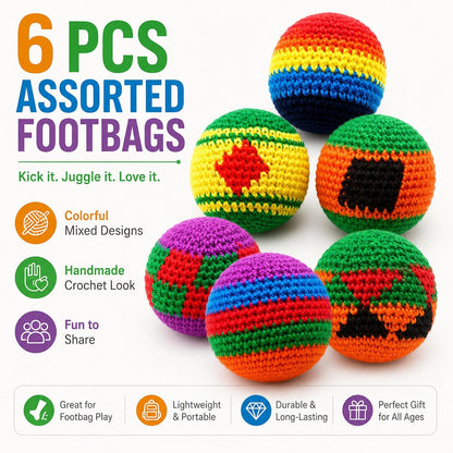 Footbag - 2 Panel Sand Filled Foot Bag, Soft Suede Kicking Bag for Adults, Freestyle Kick Ball for Practice, Outdoor Games, Party Activities