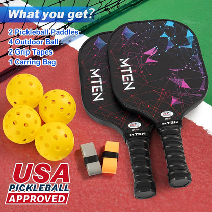 Pickleball Paddles Set of 2 or 4, or Single Paddle – USAPA Approved Fiberglass Surface Pickleball Rackets Set for Men & Women