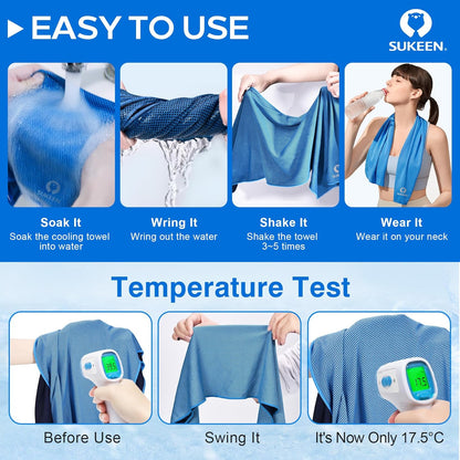Sukeen 4 Pack Cooling Towels (40"x12"), Cooling Neck Wraps, Ice Towel, Soft Breathable Chilly Towel,Microfiber Towel for Yoga,Sport,Running,Gym,Workout,Camping,Fitness,Workout & More Activities