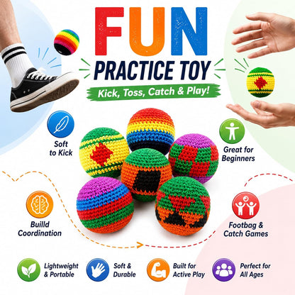 Footbag - 2 Panel Sand Filled Foot Bag, Soft Suede Kicking Bag for Adults, Freestyle Kick Ball for Practice, Outdoor Games, Party Activities