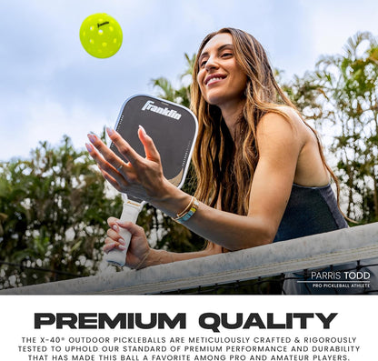 Franklin Sports X-40 Outdoor Pickleballs - Official Ball of USA Pickleball, APP Tour + US Open - Regulation Size